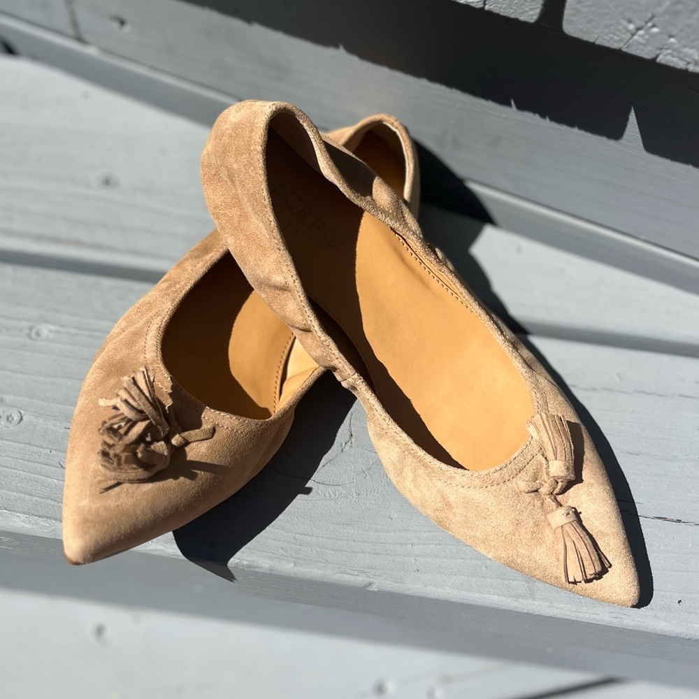 Jcrew Suede Lottie Tassel Flat Size 8